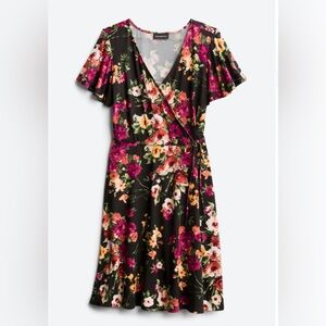 FORTUNE + IVY Roanne Faux Wrap Knit Dress, Black, Size 1X
